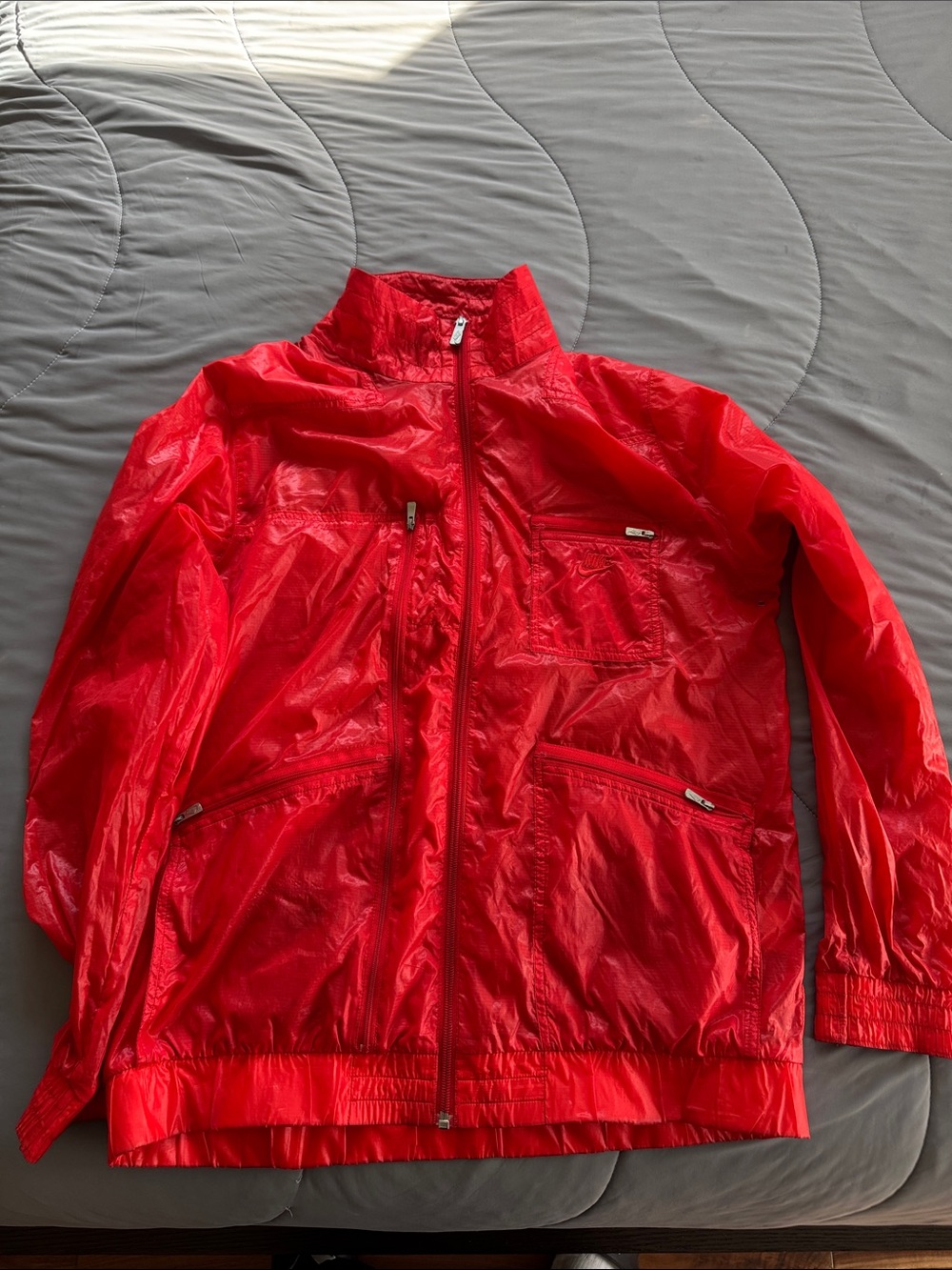 Nike vintage Bright Orange Red Lightweight Zip-Up Windbreaker Jacket